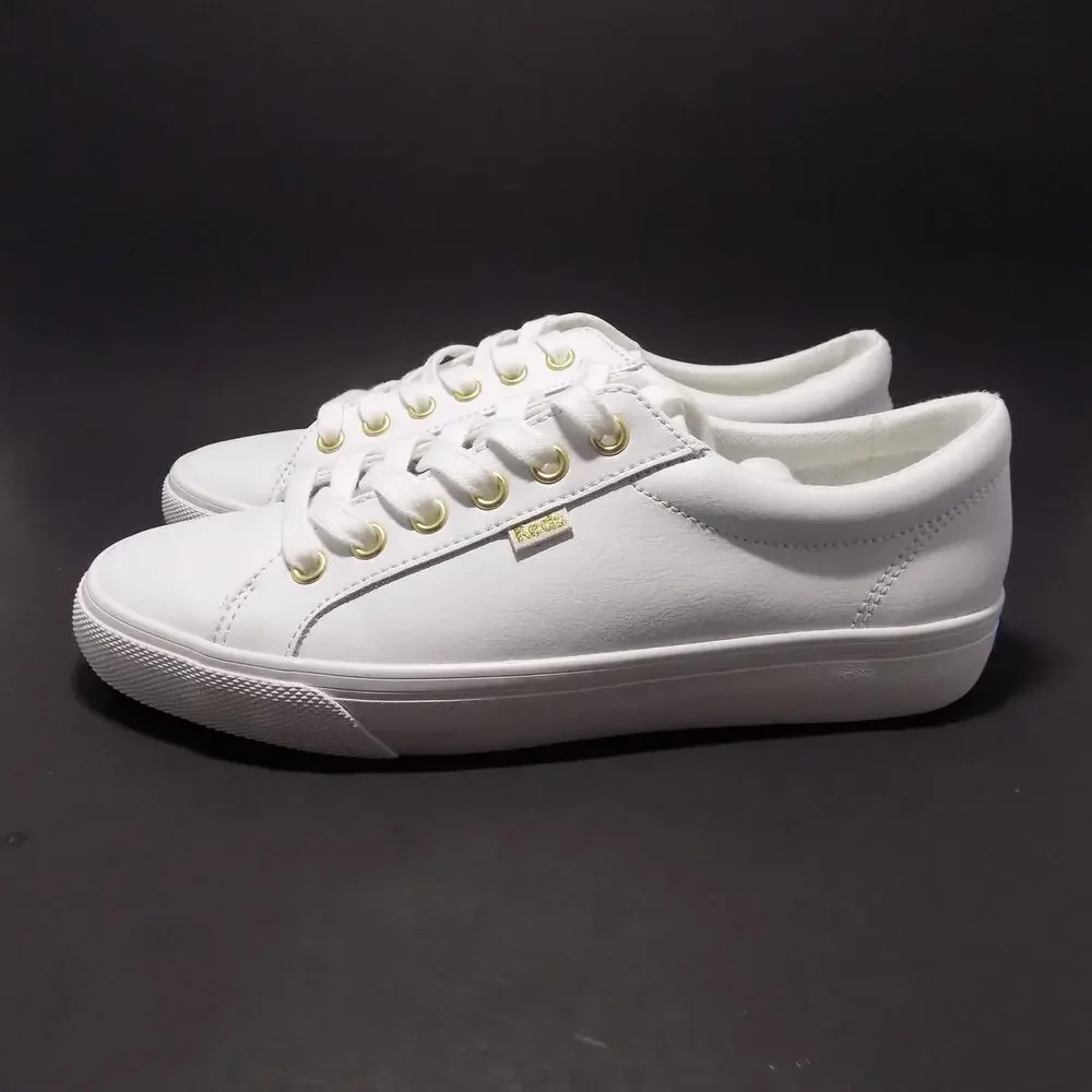 Keds Jump Kick Lace Up Leather White/Gold Sneakers Women's- Size 8.5- New